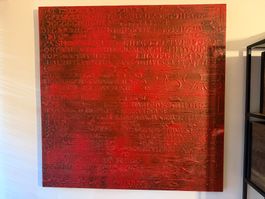 Wandbild rot abstrakte Kunst Reliefstruktur guter Zustand
