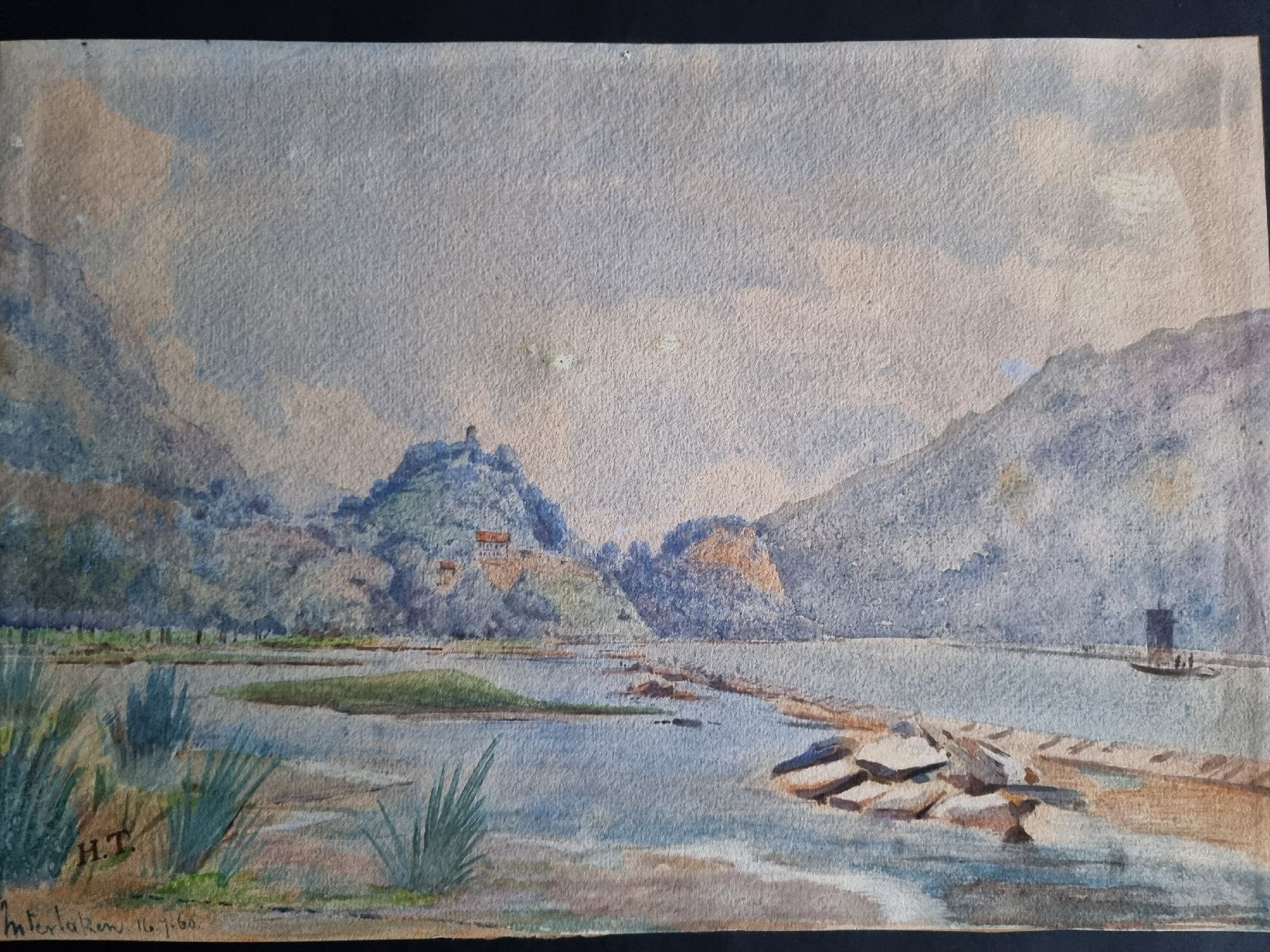 Dipinti: AQUARELL MONOGRAMMIERT INTERLAKEN GRÖSSE 36X25CM – Usato da Gersau venduto da grafik-kunst 5