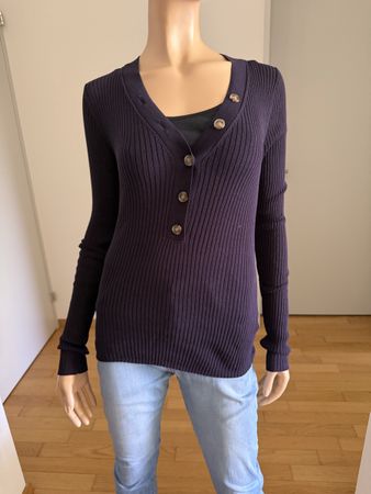 H&M Longsleeve Gr. 34 dünnes Langarmshirt Strickoptik Blau