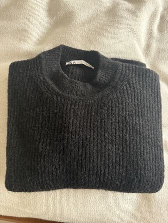 Pull en maille côtelée Zara gris foncé taille S