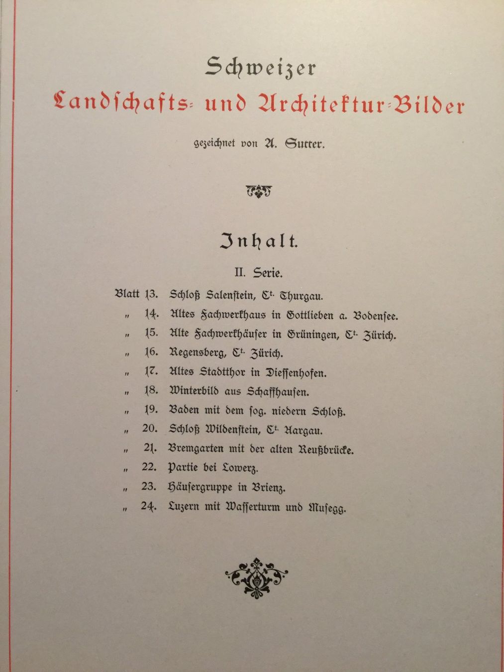 Dipinti: Schweizer Landschaft und Architektur-Bilder A. Sutter 1897 – Usato da Horgen venduto da Goros 8