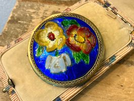 ART DECO XL EMAILLE BROSCHE SIGNIERT FRANKREICH UM 1930