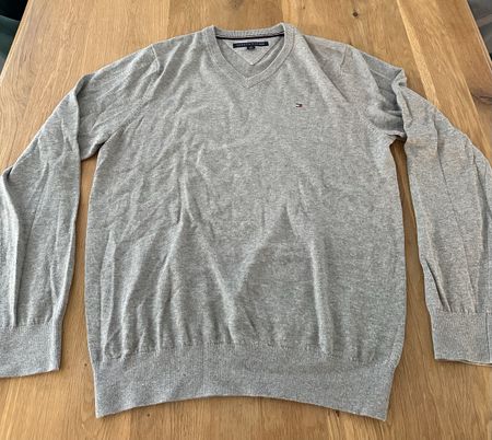 Tommy Hilfiger Feinstrickpullover V-Ausschnitt Grau – Gr. M