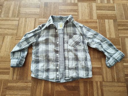 Obaibi Hemd Gr 86 kariert weiss/grau/gelb Kinder