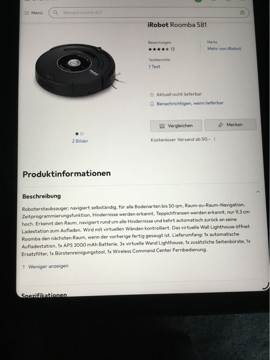 Irobot Staubsauger & Zubehör:  I Robot Roomba 581 – Neu und originalverpackt aus Oberbuchsiten von Tesin3 2