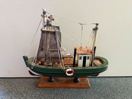 Schiffsmodell Holz Segelschiff Deko Vintage