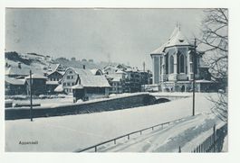 1911, Kirche St. Mauritius, Winter-Idylle Kanton Appenzell