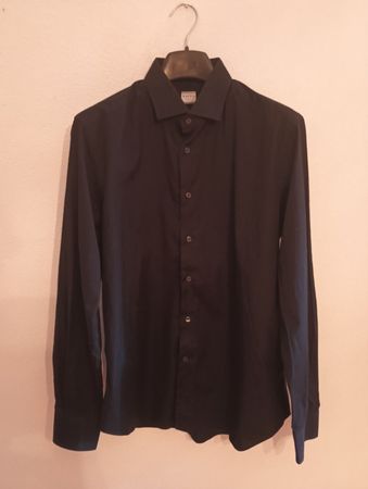 🔥XACUS Herrenhemd Slim Fit Schwarz Gr. 42 Top