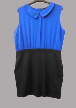 Gr. 40/42 kurzes Kleid Rockkleid  blau weit  / schwarz eng