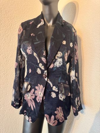 Damen Blazer mit floralem Print Dunkelblau Leichter Jacke M