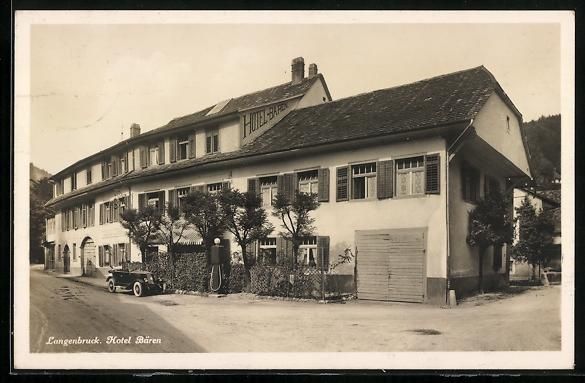 Cartoline postali: Langenbruck, Hotel Bären, Strassenansic – Usato da Berlin venduto da bartko-reher