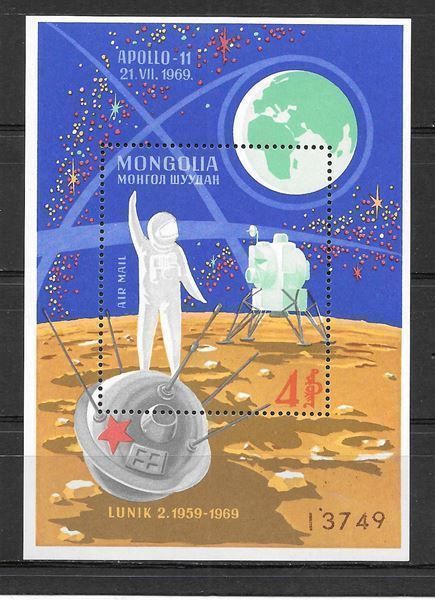 Tutti i francobolli: Mongolei Block 19 Raumfahrt Apollo 11 ** 20.8.1969 – Nuovo (secondo la descrizione) da Olten venduto da clotaldi