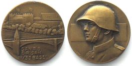 Schweiz SAN. R.S. Rekrutenschule BASEL 1933 Bronze 25mm unz-