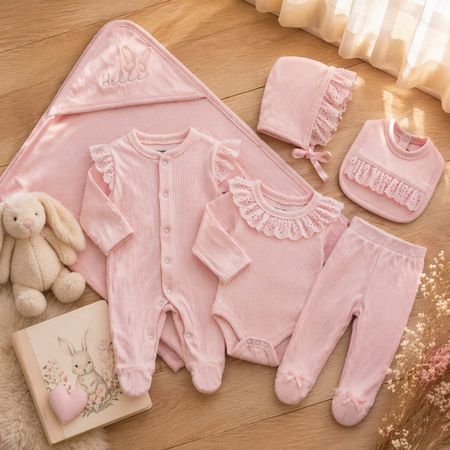 Baby Mädchen Erstausstattung 6-teilliges Set 100% Baumwolle