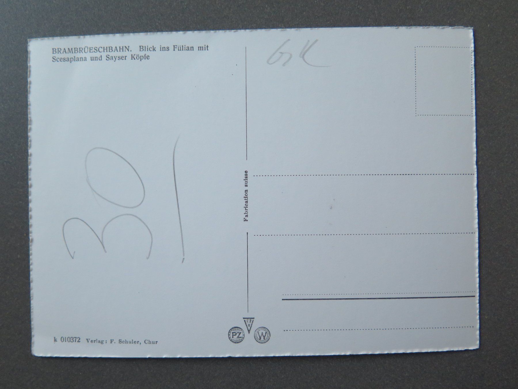 Cartoline postali: BRAMBRÜESCH - GONDELBAHN - BLICK INS FÜLIAN – Usato da Wittenbach venduto da lipasal 1