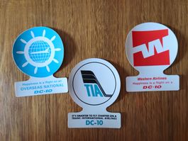 3 x Douglas DC-10 Kleber/Sticker Overseas, Western, TransInt