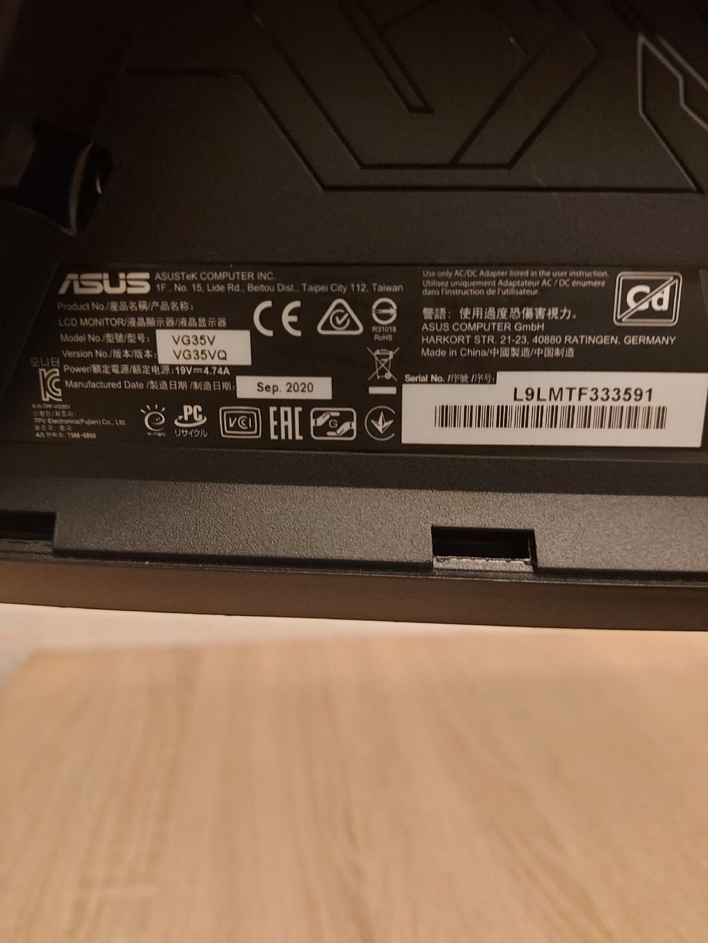Asus Monitore: Monitor Asus TUF Gaming VG35VQ – Gebraucht aus Horw von leskovica 4
