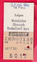 KARTON BILLETT,SULGEN - BISCHOFZELL NORD,2.KLASSE,RETOUR,HAL