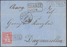 1869 CHARGE Brief KNUTWIL Stabstempel Nr. 38 schön ab 1.-