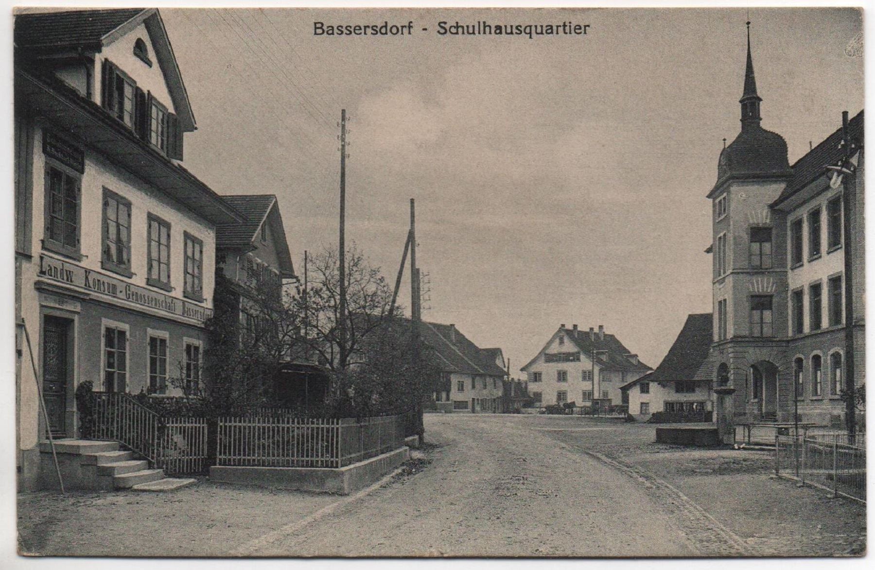 Ansichtskarten: BASSERSDORF Schulhausquartier – Gebraucht aus Jona von philajona