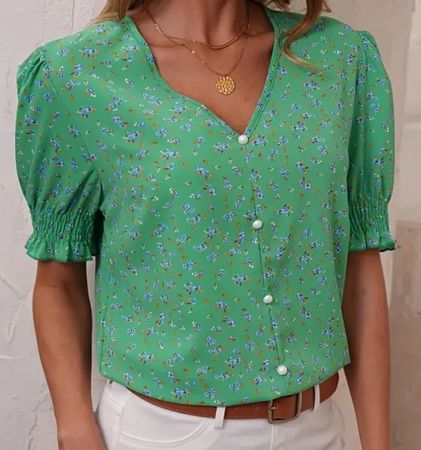 Damenbluse, Shirt, Oberteil grün kurzarm Damen