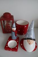 Weihnachtsdeko: LED-Laterne und 2 Porzellanfiguren - NEU