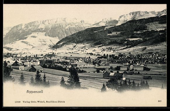 Cartes postales: Appenzell, Dorfansicht mit Kirche und Be – D'occasion à Berlin par bartko-reher