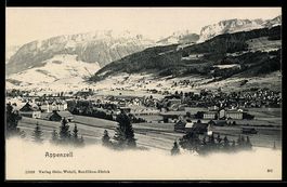 Appenzell, Dorfansicht mit Kirche und Be