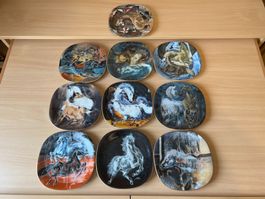 10x Hans Erni Teller Motiv Pferd/7x 1993/3x 1992
