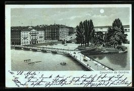 Mondschein-Lithographie Genf, Ortspartie