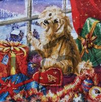 Serviette dog with gifts (1234) 3Stk.