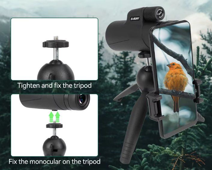 Telescopi: Monocular Fernglas 8x42 mit Stativ und Telefonhalter – Nuovo e nell'imballaggio originale da Châtelaine venduto da topshop.switzerland 8