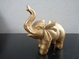 Stehender Elefant in gold (14 cm)