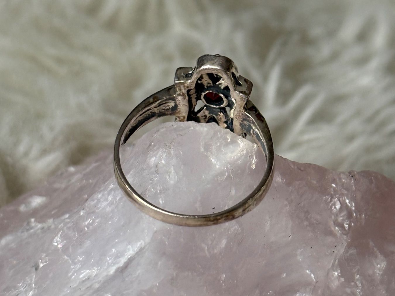Anelli: Vintage Silberring 925 mit rotem Stein – Usato da Istighofen venduto da Ringparadies 2