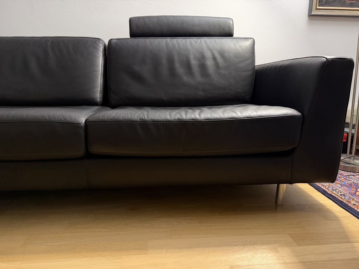 Divani: Ecksofa Leder schwarz mit 2 Kopfstützen – Usato da Basel venduto da Lithoklast 5