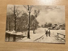 Antike Winter-Postkarte, gelaufen 1915, Top Zustand!