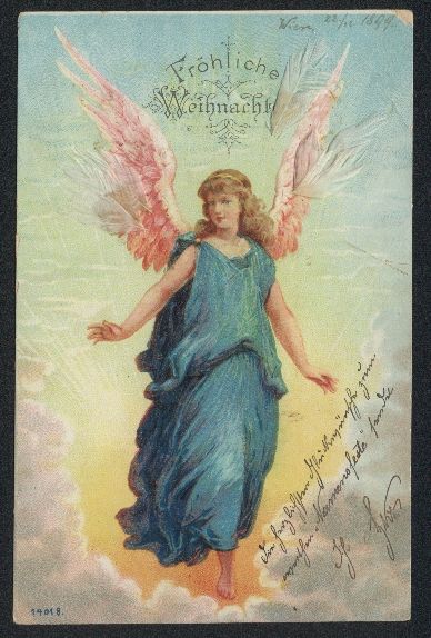 Cartoline postali: Weihnachtsengel schwebt über den Wolken – Usato da Berlin venduto da bartko-reher