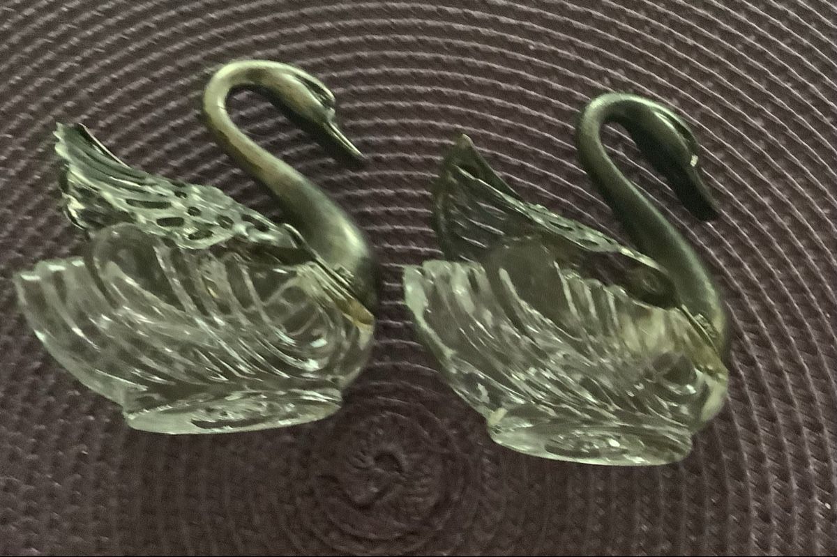 Figuren: 2 VINTAGE SCHWÄNE GLAS, METALL – Gebraucht aus Adlikon b.Regensdorf von Crystaldragon09 7
