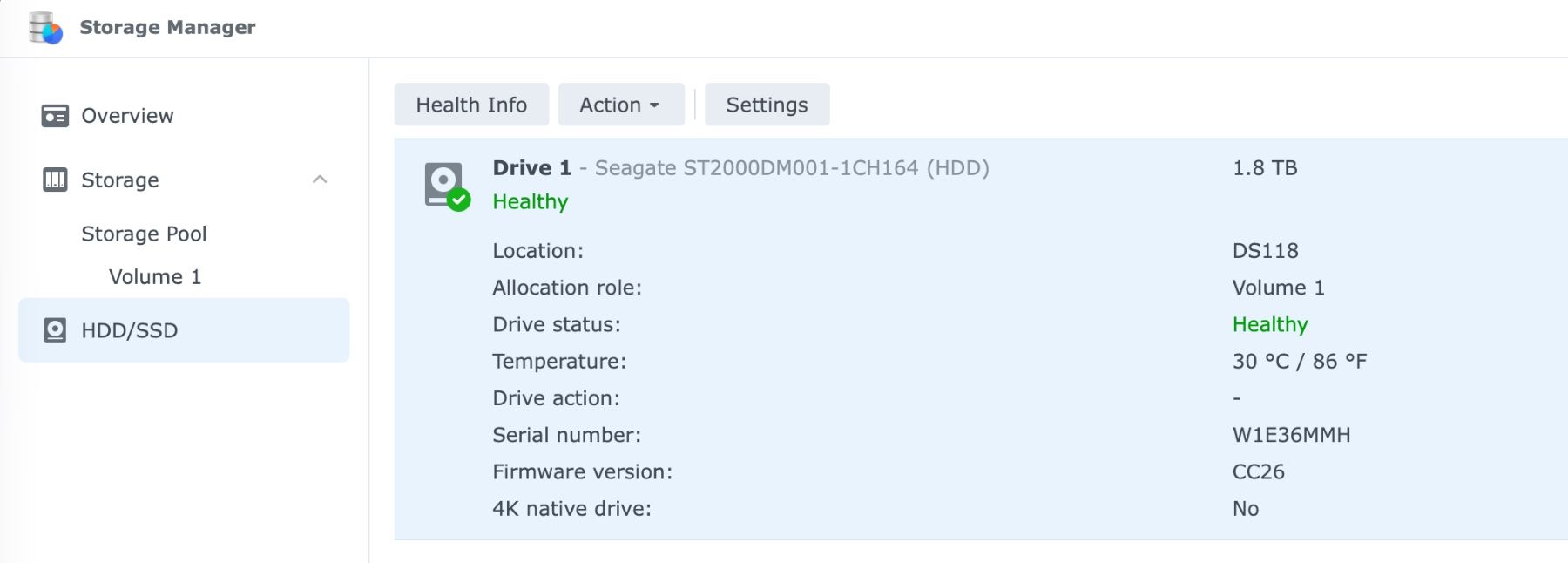 Synology Server: Synology DiskStation DS118 NAS-Server inkl. 2TB HDD & OVP – Usato da Andelfingen venduto da Cegi 6