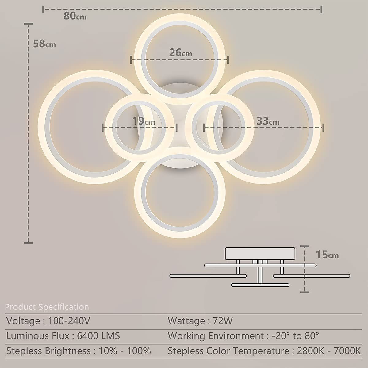 Lampadari & plafoniere: LED Deckenlampe Dimmbar 72W Deckenleuchte Wohnzimmerlampe – Nuovo e nell'imballaggio originale da Dörflingen venduto da Nixhub 1