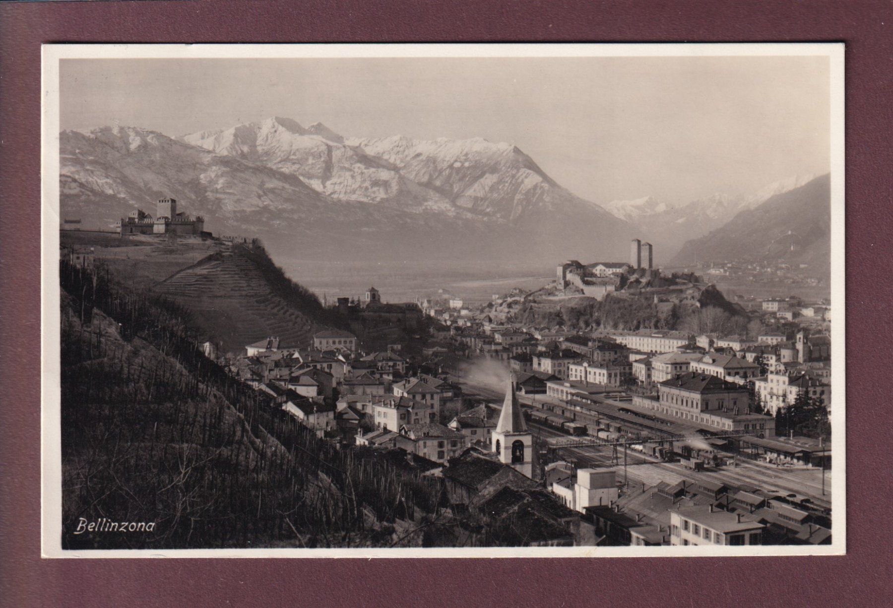 Cartoline postali: BELLINZONA - Stazione - 1936 – Usato da Pully venduto da nicecards
