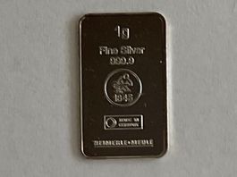 Silberbarren 1g 999.9 ..Heimerle Meule  ..neu..siehe scan