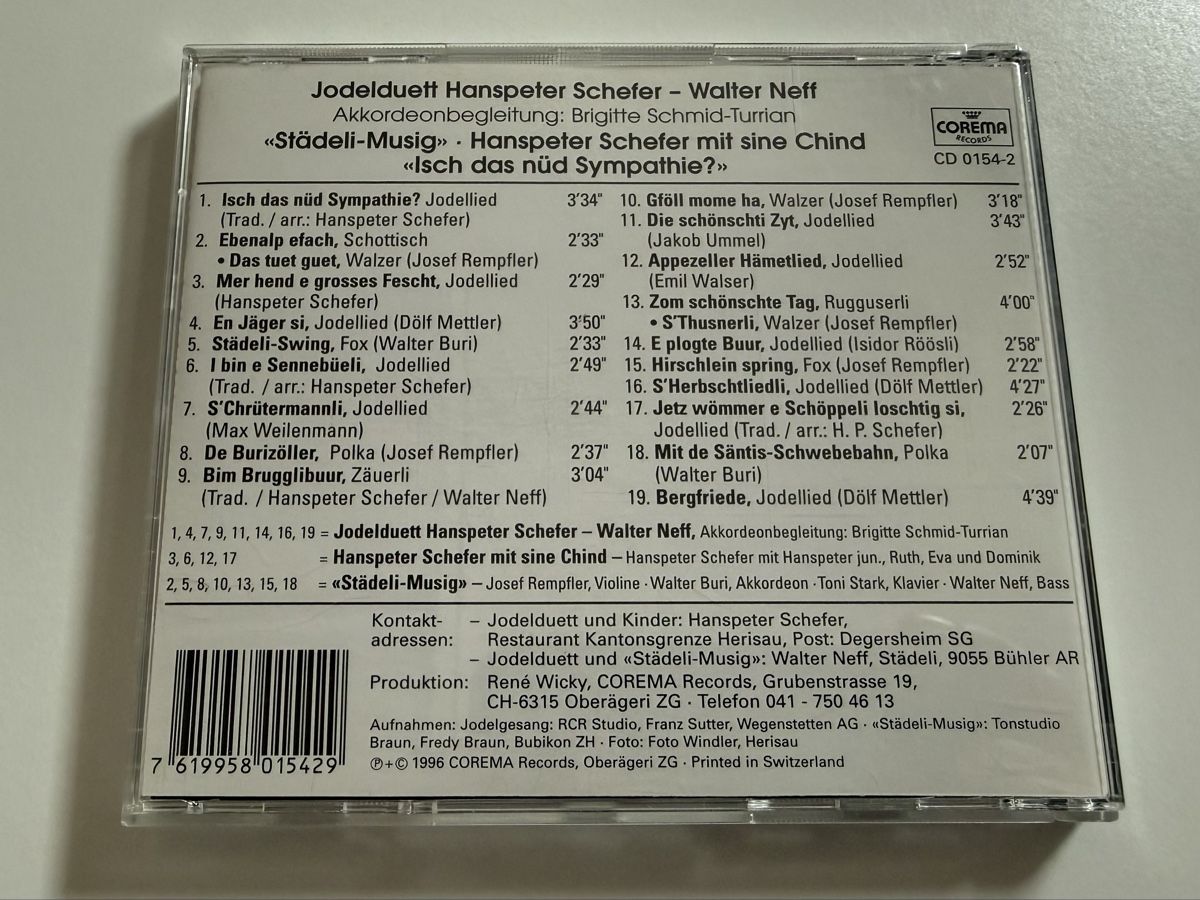 CDs: CD Jodelduett Hanspeter Schefer Walter Neff CD 0154-2 – D'occasion à Oberried Brienz par Chyara 1