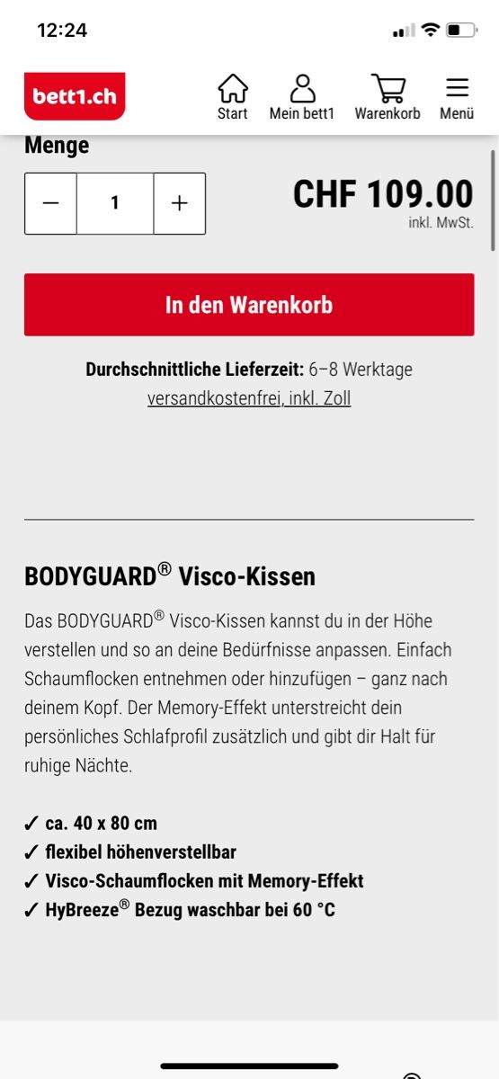 Cuscini: Bett1 Bodyguard Visco Kissen – Usato da Zürich venduto da Eschep 6