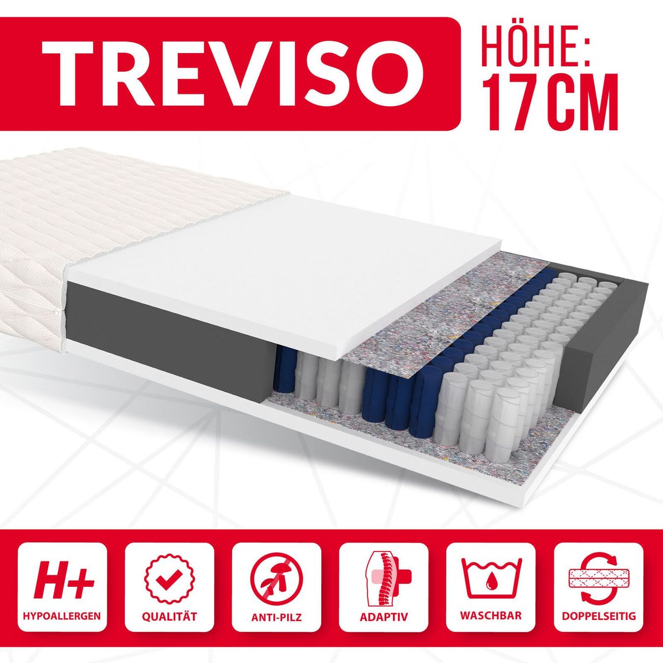 Materassi: Matratze 90x200 TREVISO - H3 - 17cm – Nuovo e nell'imballaggio originale da Wallenwil venduto da toesstal-vertrieb