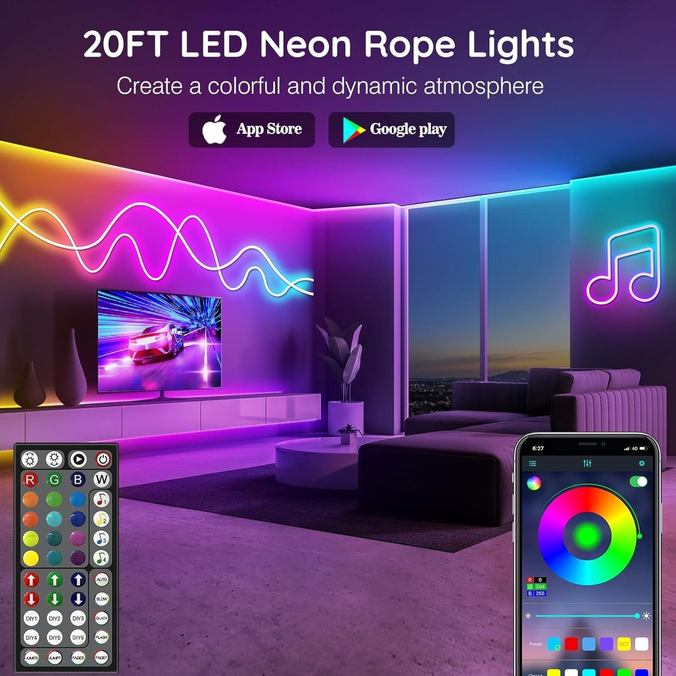 Ghirlande e barre luminose: 6m Neon RGB LED Strip, App – Nuovo e nell'imballaggio originale da Nuglar venduto da SmartLiving24 2