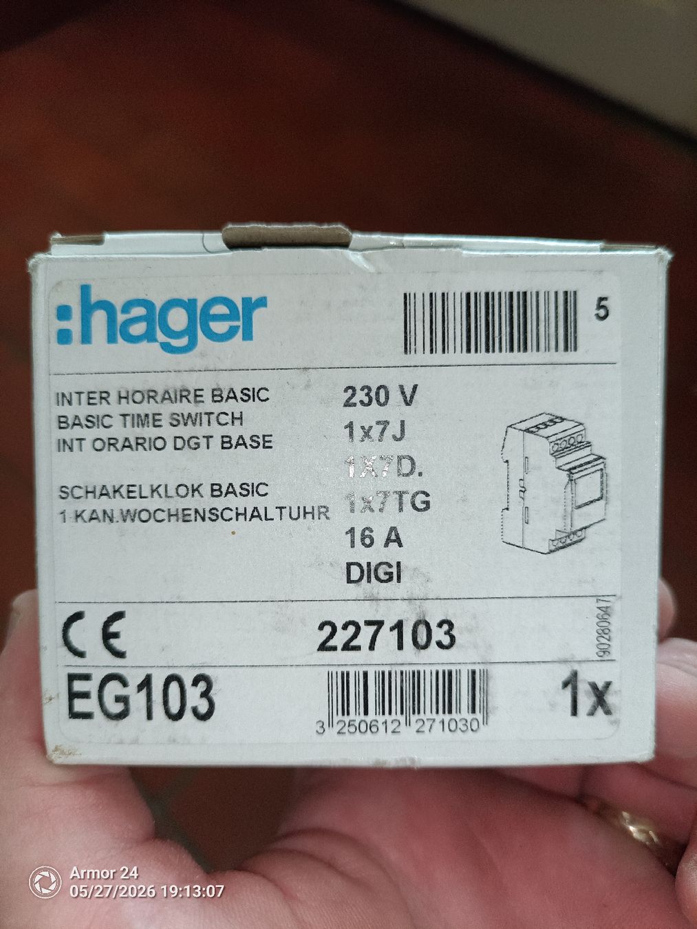 Hager Interruttori: Hager Wochenschaltuhr 16A  – Nuovo e nell'imballaggio originale da Unterrindal venduto da lad_qn2z