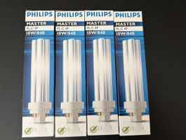 4x Philips MASTER PL-C 18W/840 4P Kompaktleuchtstofflampe – 