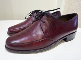 Bally Leder Halbschuhe Oxblood / Bordeaux Gr. 41 Swiss Made