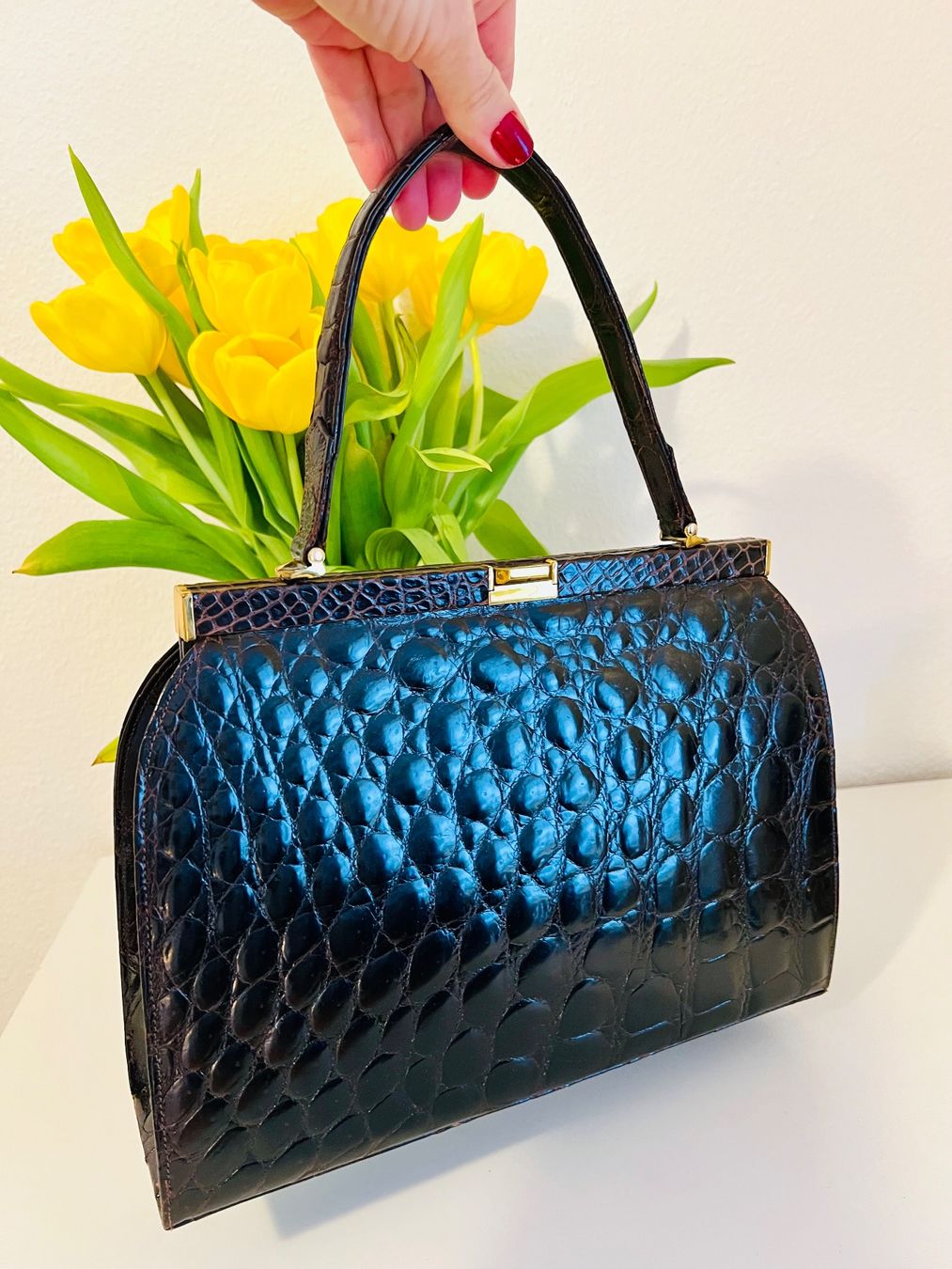 Taschen für Damen: Kroko Leder Handtasche - Top! – Gebraucht aus Rüschlikon von topswissvintage 3